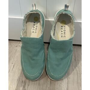 Women’s Vionic Beach Canvas Slip On Sneakers Size 8.5 Soft Teal color - ortho